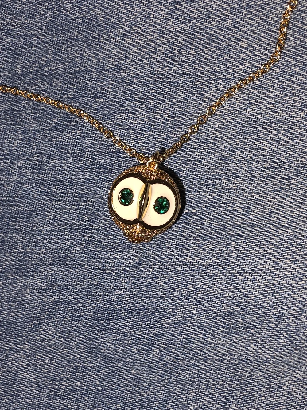 kate spade Gold Owl Pendant Necklace with Green Accents